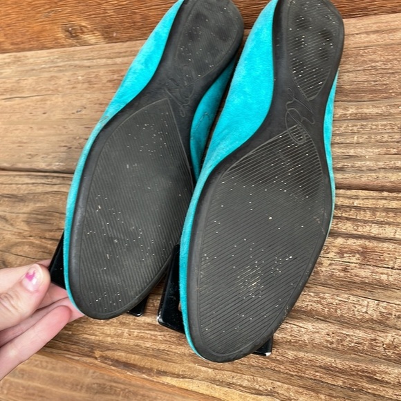 ROGER VIVIER | teal suede ballet flats with black buckle size 35.5 USA 5 - Picture 6 of 7